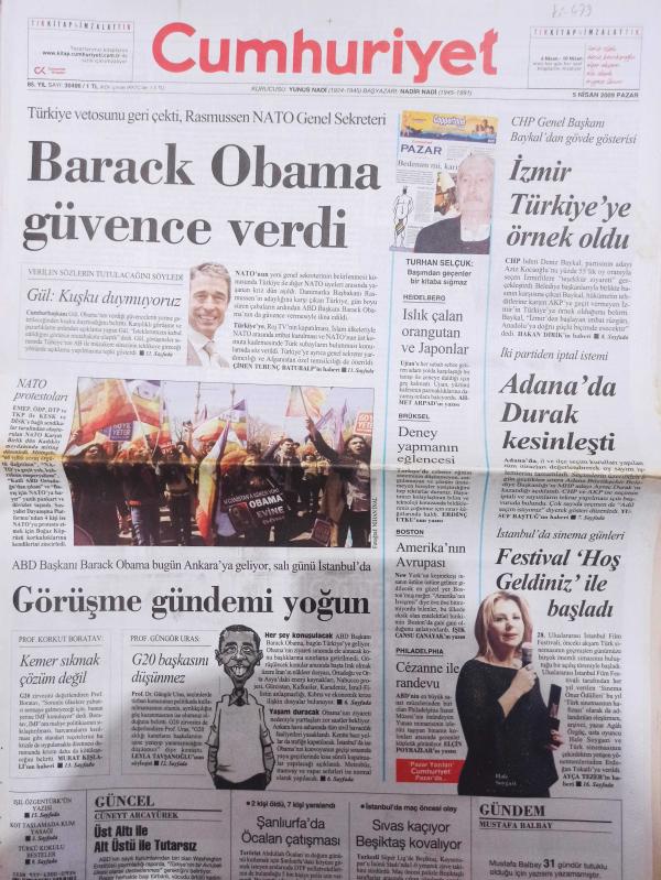 Cumhuriyet Gazetesi 5 Nisan 2009 Hale Soygazi Zeynep Şahin  