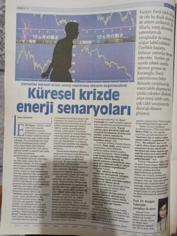 Cumhuriyet Enerji Dergisi 28 Ekim 2008 Kriz Enerjiyi Nasıl  