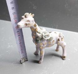 Antika 1940 lar  Pembe Çiçekli Zürafa Biblo