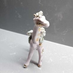 Antika 1940 lar  Pembe Çiçekli Zürafa Biblo