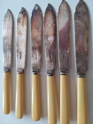 GÜMÜŞ KAPLAMA  BALIK BIÇAK 6 LI SETİ 19.YY HF&CO S HARRISON FISHER EDWARDIAN