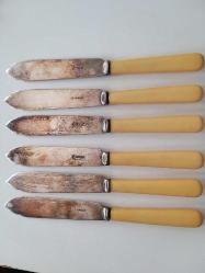 GÜMÜŞ KAPLAMA  BALIK BIÇAK 6 LI SETİ 19.YY HF&CO S HARRISON FISHER EDWARDIAN