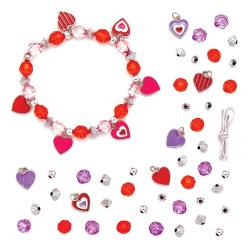 Baker Ross AT418 Heart Charm Bracelet Kits - Pack of 3, Creative Valentine's Day Art and Craft Supplies for Kids to Make and Decorate