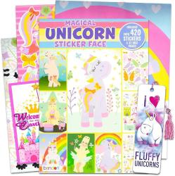 Antika - Make a Face Unicorn Sticker Books for Girls, Kids, Toddlers - Bundle with Unicorn Sticker Activity Books with 32 Pages and 420+ Stickers Featuring Magical Unicorns Plus Bookmark, More | Sticker Face Activity Set - kitantik - kitaLog