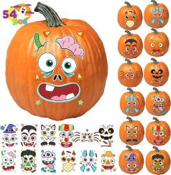 Antika - JOYIN 54Pcs Make a Face Stickers,Halloween Pumpkin Decorating Crafts with 12 Designs Sticker Sheets for Halloween Party Supplies Trick or Treat Party Favors - kitantik - kitaLog