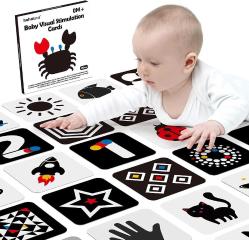 Antika - hahaland High Contrast Baby Flashcards - Black and White Infant Baby Cards 0-6 Months Tummy Time 0-3-6 Months Montessori Sensory Cards, 20 PCs 6''&times;6'' Newborn Brain Visual Stimulation Baby Boy Gifts - kitantik - kitaLog