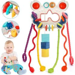 Antika - Montessori Toys for 18 Months and Up, Pull String Activity Baby Sensory Toys, Crab Food Grade Silicone Teething Toys for Toddler, Travel Toys for Baby Fine Motor Skills Gifts for Infant Boys Girls - kitantik - kitaLog