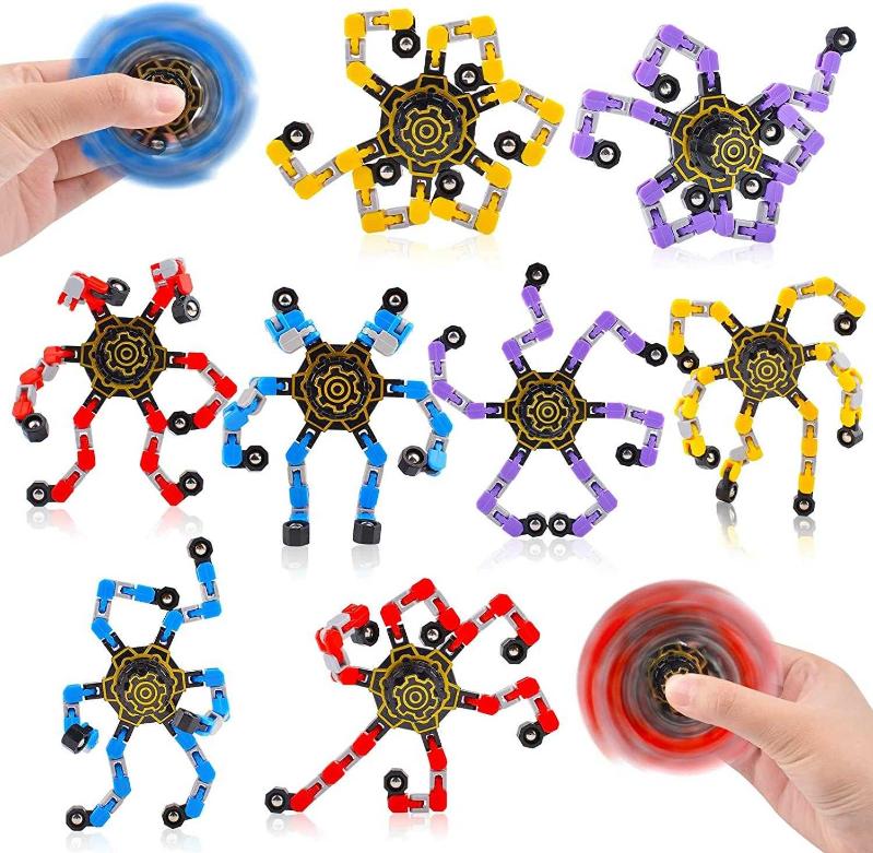 Fasezoomit Sensory Fidget Toys, 8Packs Transformable Chain Robot