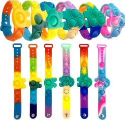 Antika - LiRainhan 6 Pack Pop Fidget Toy Bracelets, Wearable Sensory Toys Wristbands, Silicone Stress Relief Fidget Toys for Girls Boys and Adults Anxiety ADHD ADD Autism(Rainbow-B) - kitantik - kitaLog