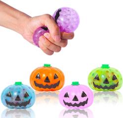 Antika - 4 Pack Halloween Pumpkin Stress Balls Toys, Squeeze Ball Filled with Water Beads Sensory Toys, Jack-O-Lantern Fidget Toys for Kids Boys Girls to Relax, Halloween Treat Goody Bags Gifts Party Favor - kitantik - kitaLog