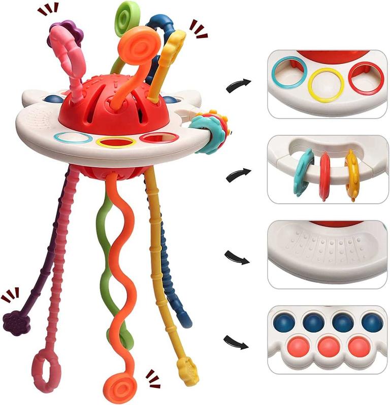Montessori Toys for 18M+, Food Grade Silicone Pull String Activity Toy,  Sensory Toys for Toddlers, Travel Toys for Babies, Baby Toys Fine Motor  Skills
