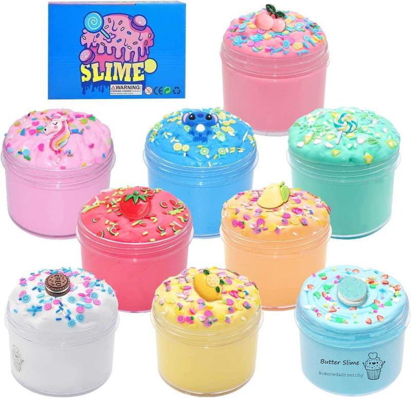 9 Pack Butter Slime Kit for Girls,Party Favors Stretchy and Non