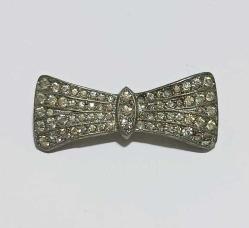 Antika - Antika  Victorian Gümüş Ton Fiyonk Formunda Taşlı Broş Yaka İğnesi - kitantik - kitaLog