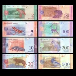 VENEZUELA (2018) - 2, 5, 10, 20, 50, 100, 200, 500 Bolivares (ÇİL 10/10)
