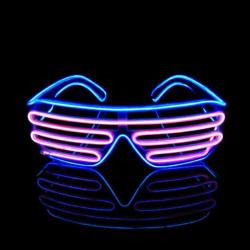 Antika - PINFOX Light Up Flashing Shutter Neon Rave Glasses El Wire LED Sunglasses Glow DJ Costumes For Party, 80s, EDM RB03 (Blue - Pink) - kitantik - kitaLog