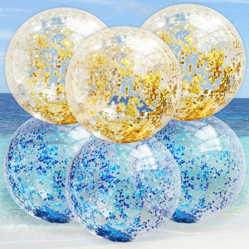 Glitter Beach Ball, Confetti Beach Ball, Inflatable Beach Ball Bulk Pool  Toys for Kids Summer Party Favors 