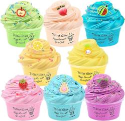 Antika - 8 Pack Mini Butter Slime Kit,with Strawberry, Grape,Lemon Slices Etc 8 Color Slime and Slime Fun Charms, Soft and Stretchy, Stress Relief for Girls and Boys. - kitantik - kitaLog