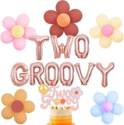 Antika - KARAQY Two Groovy Party Decorations, Retro Hippie Boho Two Groovy Birthday Decorations, Two Groovy Balloons, Two Groovy Cake Topper for Groovy Daisy Flower Theme Party Supplies - kitantik - kitaLog