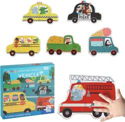 Antika - FLYINGSEEDS 6 Packs Vehicles Shaped Wooden Jigsaw Puzzles for Toddlers 1-3, Easy Puzzles with Pattern Blocks, Montessori Learning Toys Preschool Educational Game Class Teaching Best Gifts for Kids 2-4 - kitantik - kitaLog