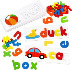 Antika - HOONEW Alphabet Learning Toys Read Spelling Matching Letter Games Wooden Sight Word Flash Cards ABC Recognition Game Montessori Educational Tool Set for Kids 3 4 5 Years Old - kitantik - kitaLog