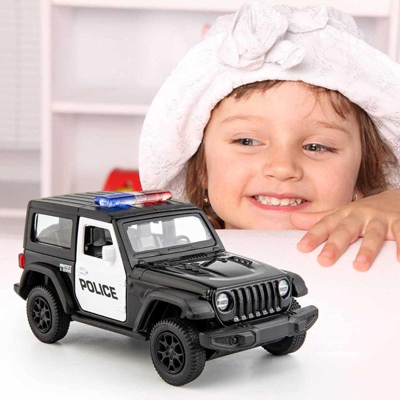 BDTCTK 1/36 Scale Wrangler Police Car Model, Zinc Alloy Die-Cast