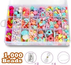 Antika - DIY Beads Set with 4 Packs String, 24 Different Types and Shapes Colorful Acrylic Beads in a Box for Children Necklace and Bracelet Crafts by STSTECH,Gift Kit for Kids - kitantik - kitaLog