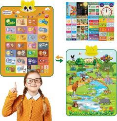 Antika - Interactive Alphabet Wall Chart, RenFox Upgraded Double-Sided Electronic Talking ABC & 123 & Animals & Music Poster Early Learning Toys for Toddlers, Preschool Educational Gift for Kids Boys Girls 2+ - kitantik - kitaLog