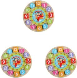 Antika - Toyvian 3sets Toys Cognitive Enlightenment Wooden Clock Baby Preschool of Color Block for Number Sorter Stacking Matching Jigsaw Playthings Building Gifts Game Geometry Kids Shape Time - kitantik - kitaLog