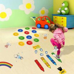 Antika - Nursery Floor Stickers,Education Floor Decal for Classroom Decor, Crayon Hopping Game Number Stickers for Boosting Gross Motor Skills - Sensory Pathway Floor Decals, Indoor Montessori Gym - kitantik - kitaLog