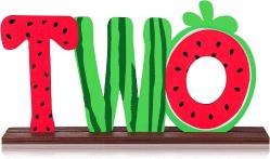 Antika - Summer Watermelon Decorations Two Letter Sign Table Centerpieces Wooden Watermelon Theme 2nd Birthday Centerpieces for 2 Years Old Baby Birthday Baby Shower Party Supplies Decor Photo Props - kitantik - kitaLog