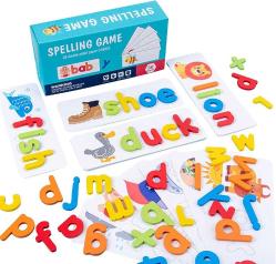 Antika - Spelling Games Wooden Block Alphabet 56 Words for Kids Ages 3-5 Years Old Montessori Preschool Learning Toys for Toddlers Matching Letter Flashcards Kindergarten Funny Gifts for Boys Girls - kitantik - kitaLog