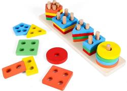 Antika - BAJOTAL Montessori Toys for 1 2 3 4 Years Old Toddlers, Wooden Educational Preschool Toddler Toys, Boys Girls Stacking & Sorting Toys, Shape Color Recognition Block Puzzle for Kids Baby Gift - kitantik - kitaLog