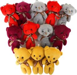 Antika - Bulk Teddy Bears, Small Teddy Bear with Keychain, Mini Stuffed Teddy Bear 1 Dozen, Tiny Soft Plush Toy for Wedding Decorations, Party Favors, Baby Shower, Stocking Stuffers (4 Colors / 12pcs) - kitantik - kitaLog
