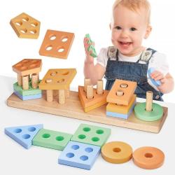 Antika - Montessori Toys for 1 2 3 Year Old Girls, Wooden Baby Toys for 12-18 Months Boys First Christmas Birthday Gifts, Shape Sorter Stacking Toys for Toddlers 1-3, Preschool Learning Educational Toys - kitantik - kitaLog