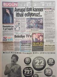 Bugün Gazetesi - 22 Aralık 1990 - Sibel Can - Hülya Avşar - Cüneyt Arkın - Erkan Yolaç - Süleyman Demirel - Sibel Barış - Melda Işıklar -