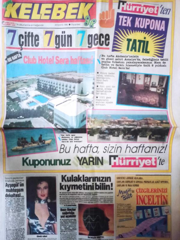 Kelebek Gazetesi 28 Mayıs 1990 Ayşegül Aldinç Yaşar Alptekin  