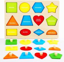 Antika - Montessori Toys for 1 Year Old - Montessori Multiple Shape Puzzle Baby, First Shapes Jumbo Knob Wooden Puzzle, Promotes Motor & Problem-Solving Skills - kitantik - kitaLog