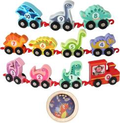 Antika - Toddler Dino Train Toys Dinosaur Number Train Set, Montessori Wooden Number Learning Cars with Handheld Balance Gift for Boys Girls, fit with Major Brands Wooden Tracks&hellip; - kitantik - kitaLog