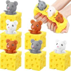 Antika - 6 Pack Cheese Toy Stress Cheese Rat Toy Mice in Squishy Cheese Sensory Anxiety Relief Office Toy Ball Fidget Toys for Birthday Stress Relief Gifts Party Favors, Grey Brown White - kitantik - kitaLog