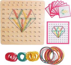 Antika - Wooden Geoboard Educational 9x9 Geoboards for Kids Montessori Manipulative Material Array Block Geo Board Graphical Math Toys with Pattern Cards and Rubber Bands Preschool Brain Teaser for Kids - kitantik - kitaLog