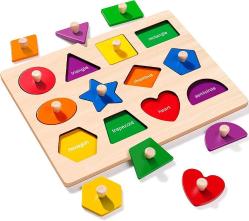 Antika - JLSAME Montessori Toy Shape Peg Puzzles Board for 1 2 3+ Years Old, Colourful Wooden Educational Learning Toy Shape Sorter, Geometry Sorting Christmas Birthday Gift for Boy Girl Baby Toddler Kids - kitantik - kitaLog
