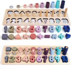 Antika - QZMTOY Counting Shape Stacker Wooden Count Sort Stacking Tower with Wood Colorful Number Shape Math Blocks for Kids Preschool Educational Toddlers Toy - kitantik - kitaLog