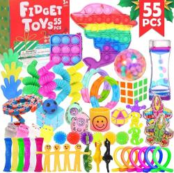 Antika - Fidget Toys Set 55 Pack, Sensory Relieves Stress & Anxiety Squeeze Toy for Kids Teens and Adults ADHD ADD Autism, Fun Fidgeting Game for Classroom & Office,Great Christmas Gift Stocking Stuffers - kitantik - kitaLog