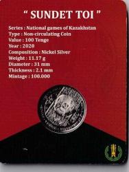KAZAKİSTAN HATIRA 100 TENGE SÜNNED 2020 GÜMÜŞ KAPLAMA-ÖZEL KAPAMASINDA (L-5)
