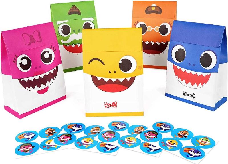 24 Pieces Happy Baby Shark Family Party BagsTreatCandy and Goodie Bags Shark Gift Bags for Shark Party Supplies Favor Decorations  WantItAll