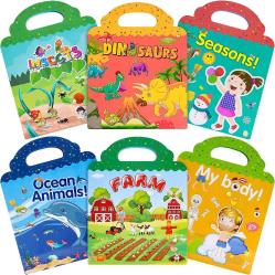 Antika - Reusable Sticker Book for Kids 2-4: 6 Set Preschool Learning Activities Quiet Busy Book for Toddler Travel Toys Sticker Book Include Ocean, My Body, Farm, Insect, Season, Dinosaur Educational Gifts - kitantik - kitaLog