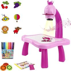 Antika - Drawing Projector for Kids, MOMSIV Trace and Draw Projector for Kids with Light & Music Educational Learning Toys for Toddlers Smart Sketcher Projector Drawing Projector for Kids Girls Boys Pink - kitantik - kitaLog