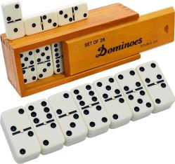 Antika - Queensell Dominoes Set for Adults - Domino Set for Classic Board Games - Dominoes Double 6 for Family Games - Double Six Standard Dominos Set 28 Tiles with Brown Wood Case - kitantik - kitaLog