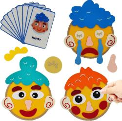 Antika - Social Emotional Learning Activities Emotion Cards for Kids,Therapy Game DIY Make Faces Describe Feelings,Preschool Learning Educational Toy to Express Emotions for Toddlers Children-2 Face Boards - kitantik - kitaLog
