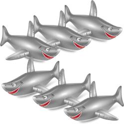 Antika - Inflatable Shark Float Pool Toy 40 Inch PVC Large Shark Birthday Party Decorations for Baby Kids, Under The Sea Theme, Ocean Marine Beach (6 Pieces) - kitantik - kitaLog